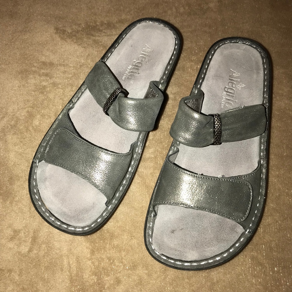 Alegria Leather Double Strap Slide Sandals Karmen